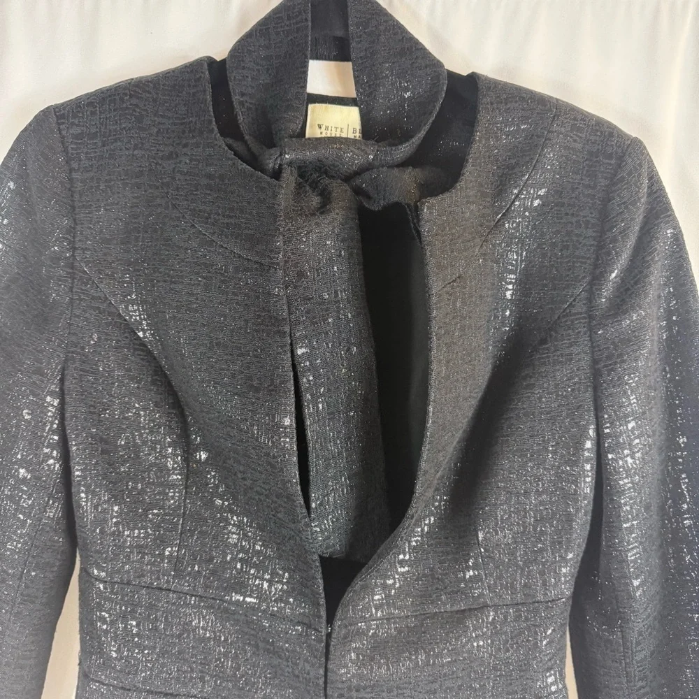 White House Black Market Metallic Black Blazer size:2